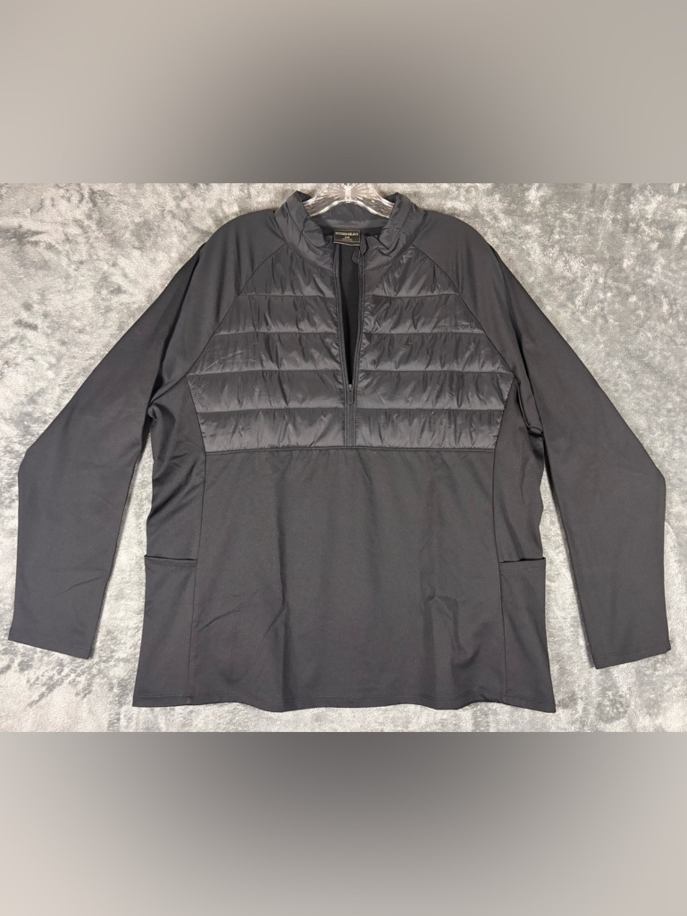32 Degree Heat Womens Quarter Zip Puffer PulloverJacket Black Size‎ XL